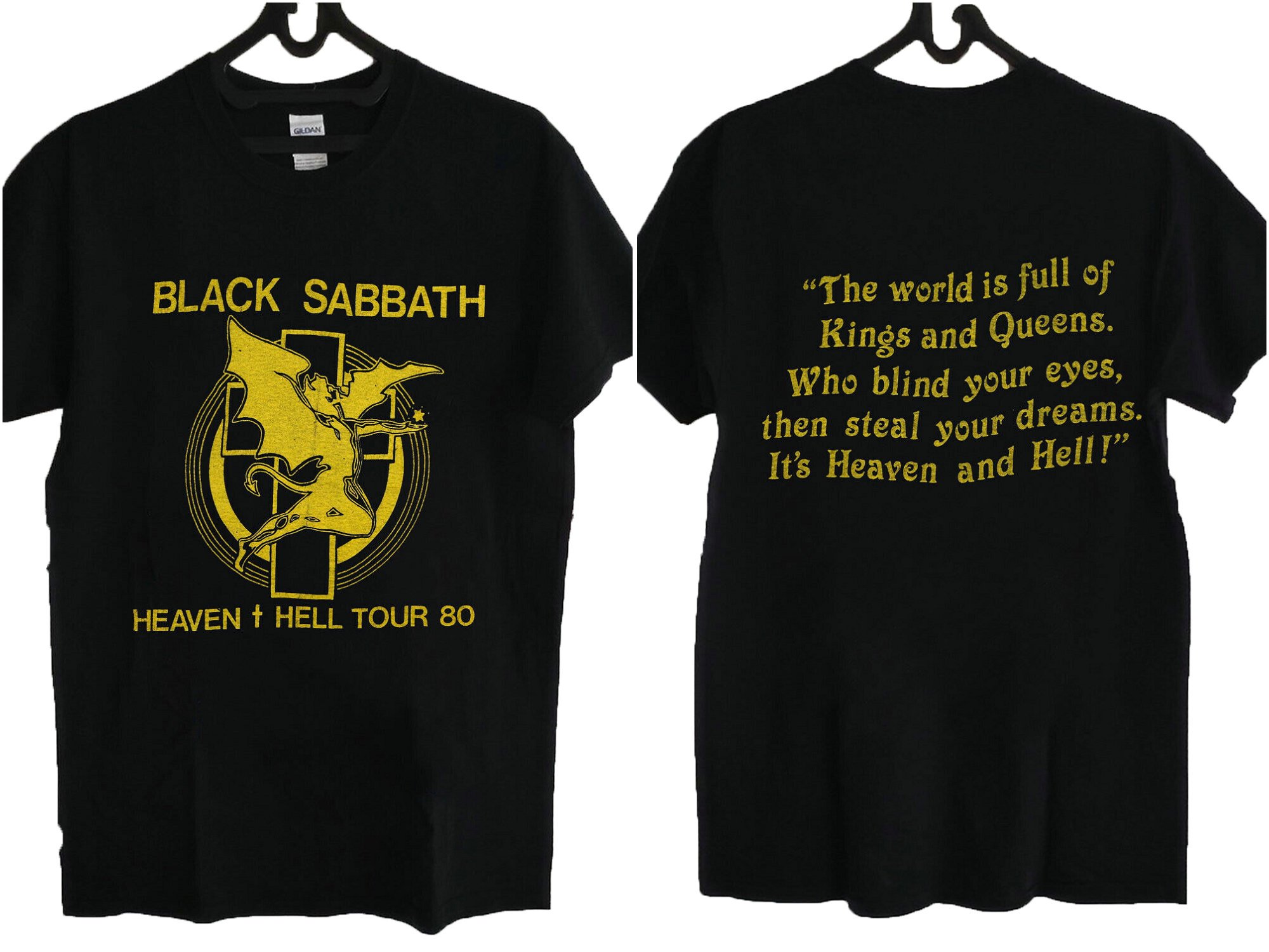 Black Sabbath Shirt Vintage band tee 1980 Heaven And Hell Tour Conce Shirt S-5XL