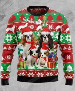 Cavalier King Charles Spaniel Family Ugly Christmas Sweater 2023, All Over Print Sweatshirt