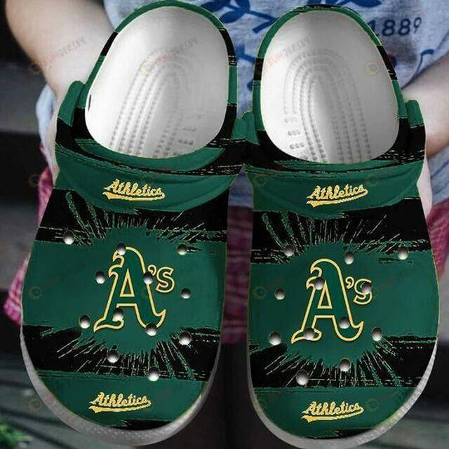 Oakland Athletics On Dark Green Crocs Crocband Clog Comfortable Water Shoes – Aop Clog