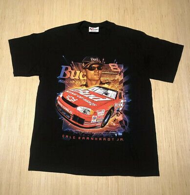 Vintage Dale Earnhardt Jr Budweiser Nascar Racing Camisa Negra Shirt