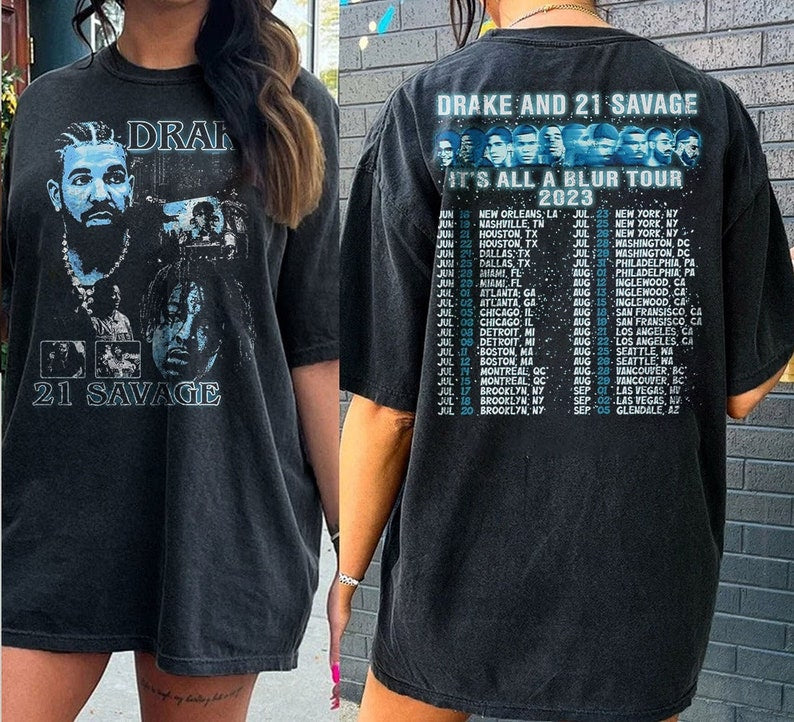 Vintage Drake 21 Savage Tour Rescheduled Shirt, Drake It’S All A Blur Tour 2023 Shirt, 21 Savage Rapper , Her Loss Tee, Drake 21 Savage Tour