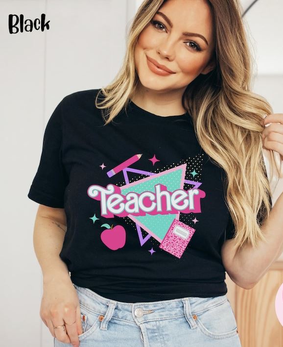 Teacher Shirt, Pink Teacher Shirt, Colorful Teacher Shirt, 90S Shirt, 90S Teacher Shirt, Colorful School Shirt