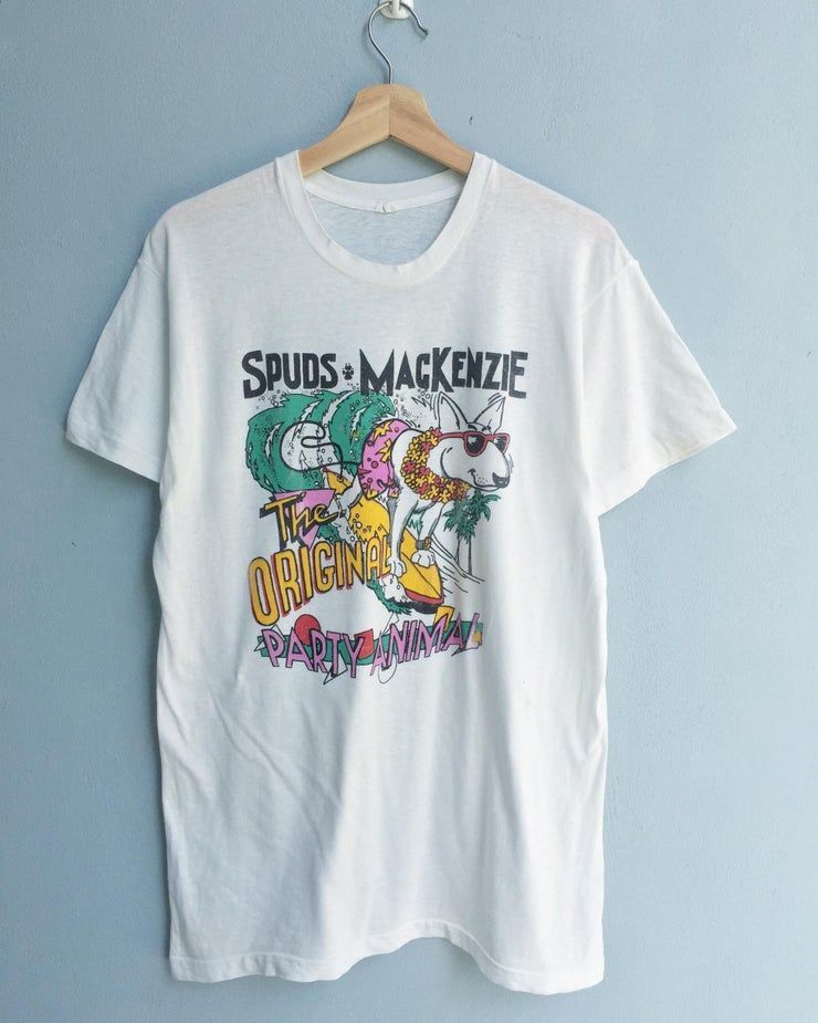 Rare Vintage 80S Bud Light Spuds Mackenzie The Party Animal Tees Taille Usa Tous Les Points Simples Chien Dessin Anim Shirt