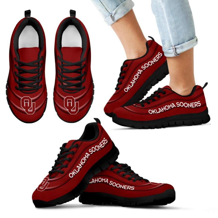 Wave Red Floating Pattern Oklahoma Sooners Sneakers