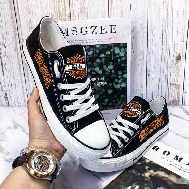 Mens Womens Harley Davidson Low Top Harley Davidson Running Shoes Tennis Shoes Low Top Shoes Custom Print Footwear Converse Sneakers TMT934