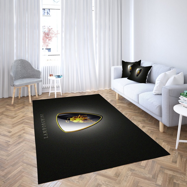 Lamborghini Logo Black Striking  Design Carpet Living Room  Area Rug