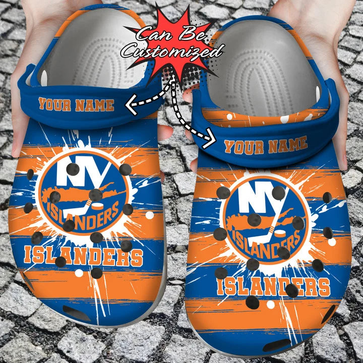 Hockey Crocss – Personalized New York Islanders Spoon Graphics Watercolour Clog Shoes