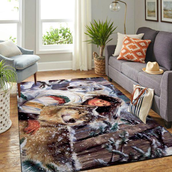 Wolf Sacred Native American Home Decor Rectangle Area Rug 53