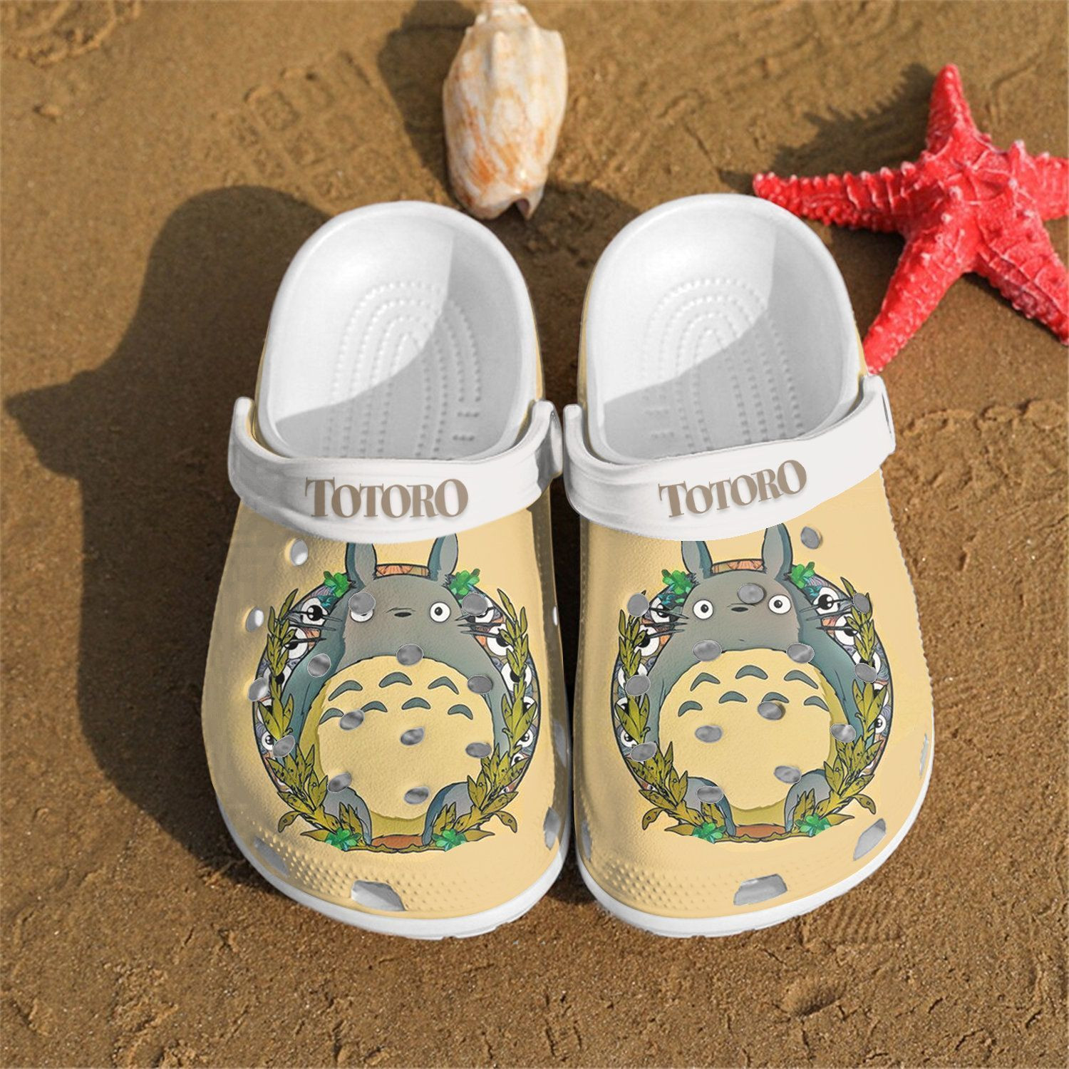 Totoro Cute Design Crocss Crocband Clog Comfortable Water Shoes In Yellow