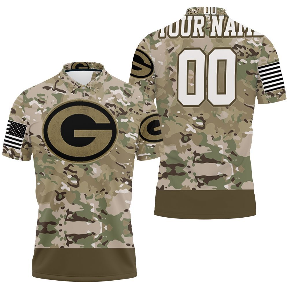 Green Bay Packers Camouflage Veteran 3D Personalized Polo Shirt