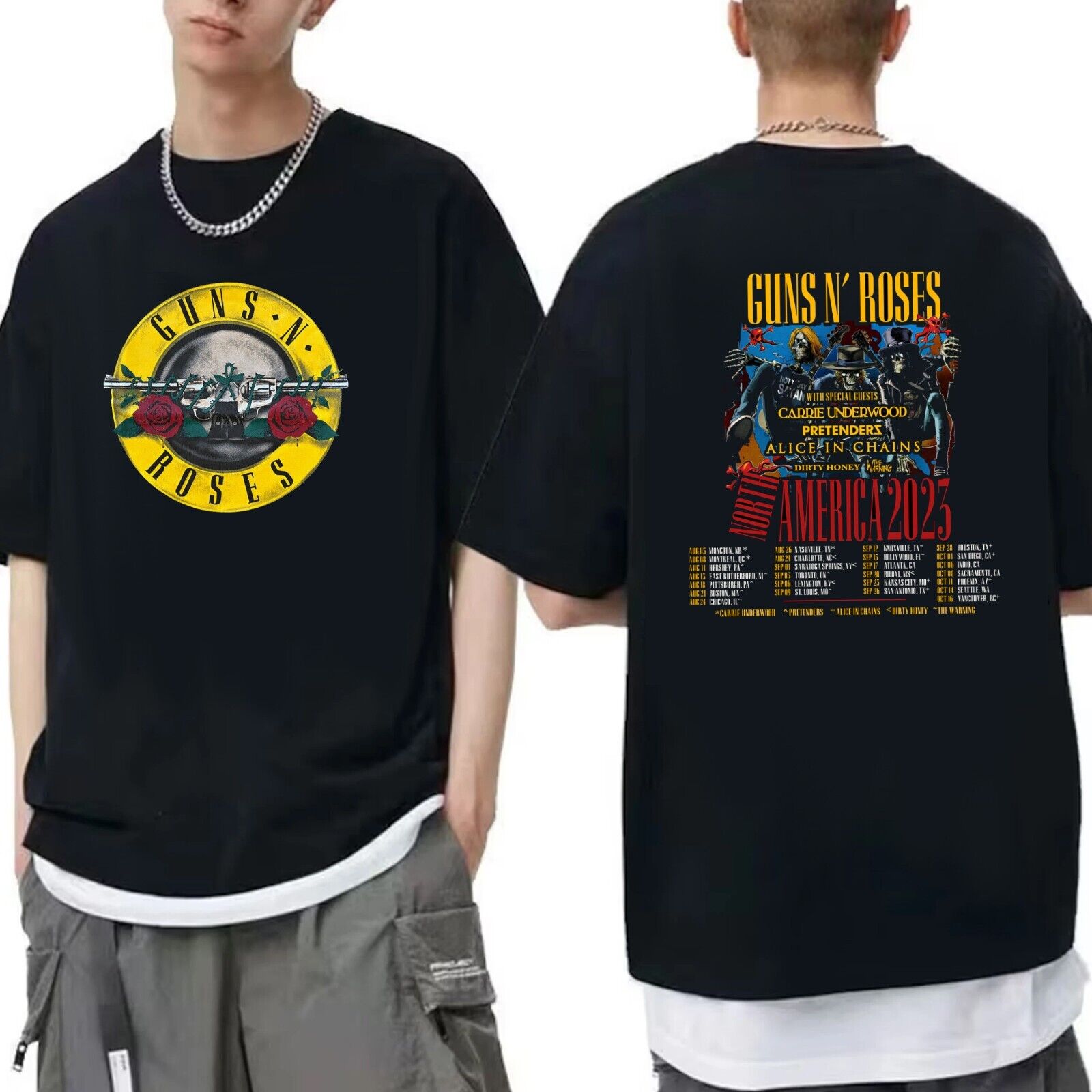 Guns N’ Roses 2023 North American World Tour T-Shirt Men Women Full Size