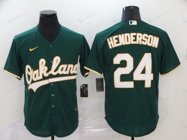 Men’s Oakland Athletics #24 Rickey Henderson Baseball Jersey 54