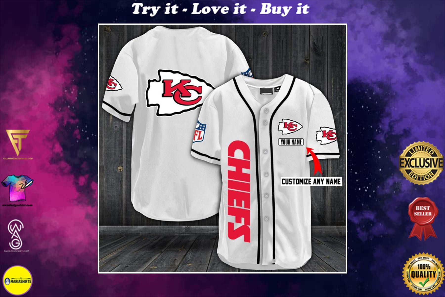 Personalized Name Jersey Kansas City Chiefs Full Printing Shirt – Maria