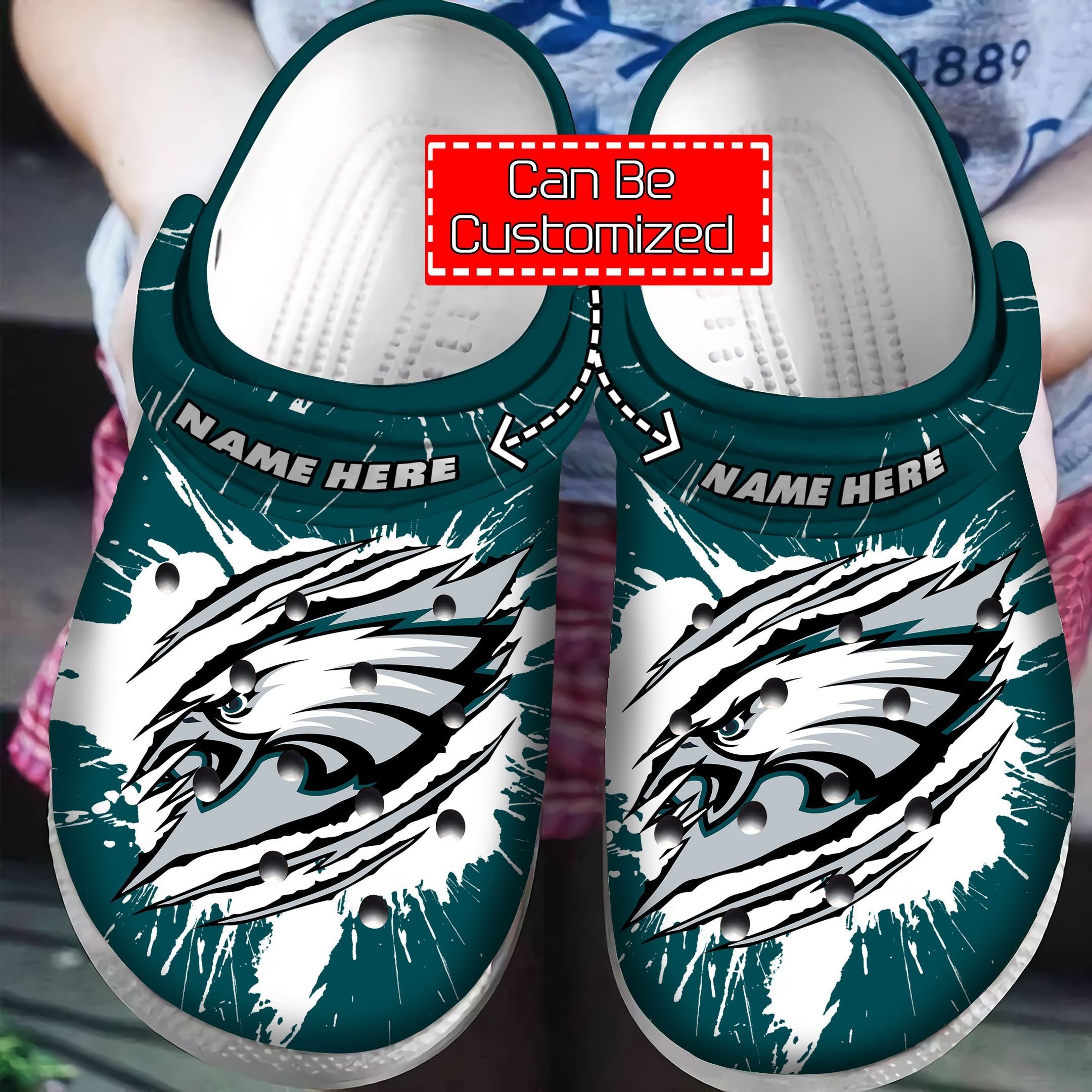 Philadelphia Eagles Football Custom Name Crocs Crocband Clog Comfortable Water Shoes