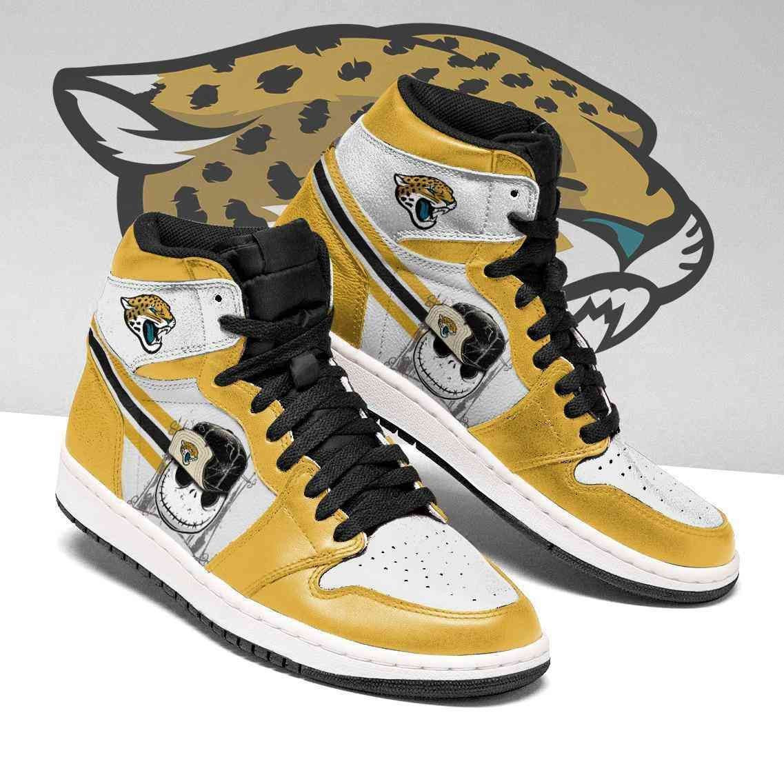 Jacksonville Jaguars Football Jack Skellington Design Air Jordan 1 High Printing Shoes Sneaker