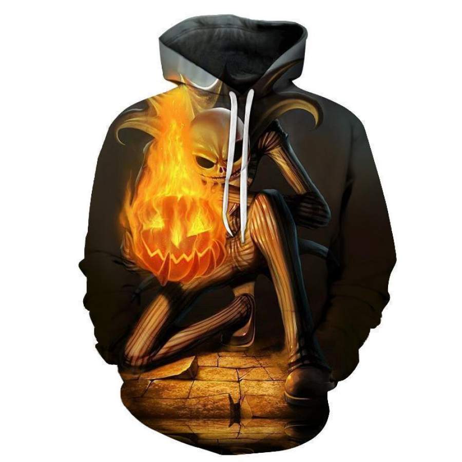 The Nightmare Before Christmas Pumpkin Fire Pull Over Hoodie