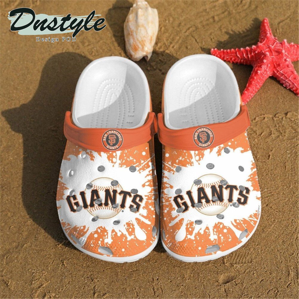 San Francisco Giants Logo Pattern Crocs Classic Clogs Shoes In Orange & White