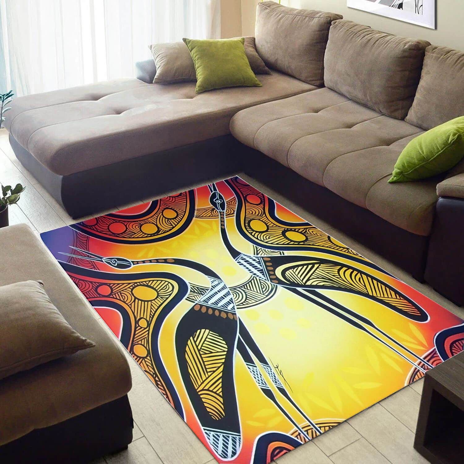 Nice African Rug Graphic African Print African Animals African Style Area Rug African Room Decor Wbg3012