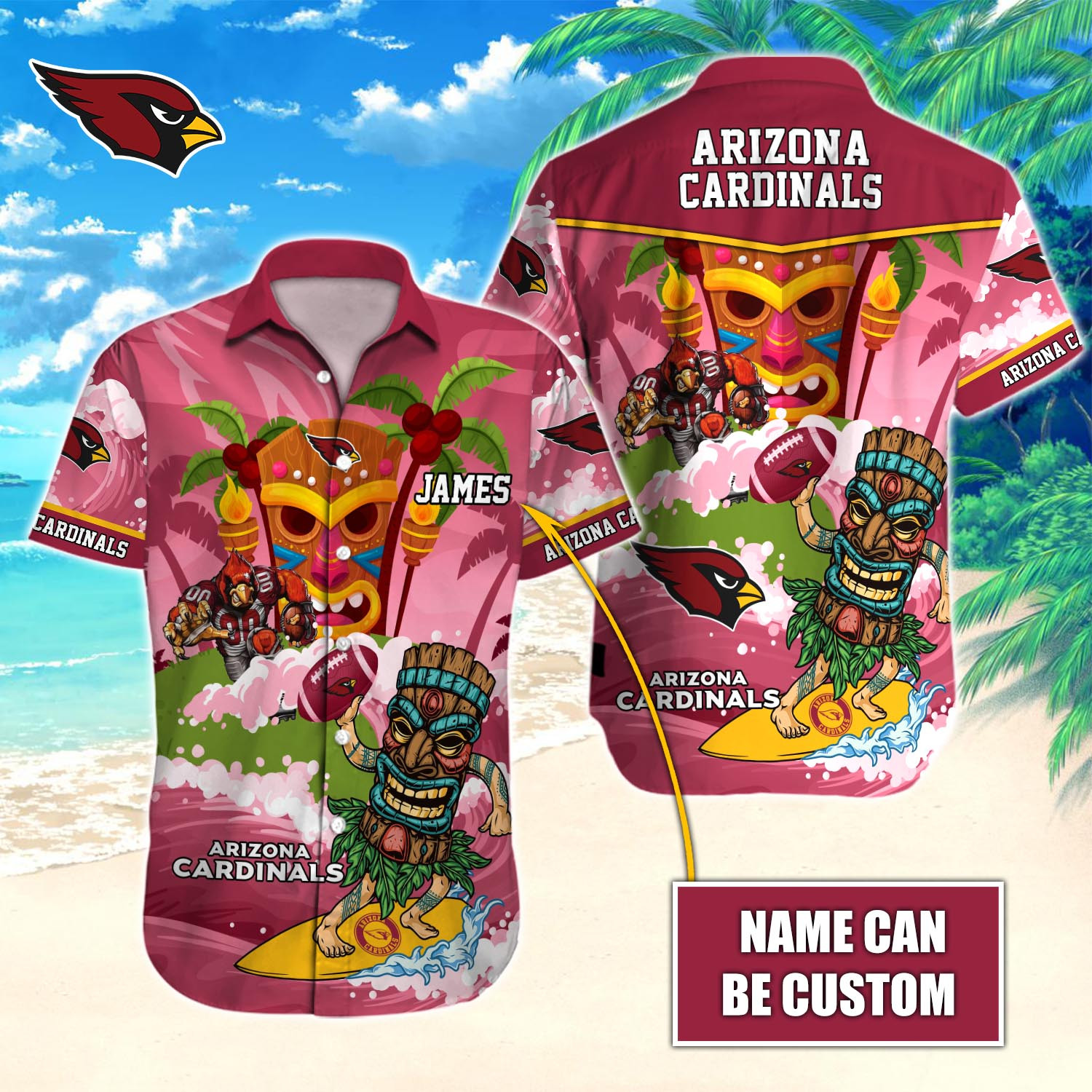 Arizona Cardinals Nfl-Hawaiian Shirt Custom T-40152