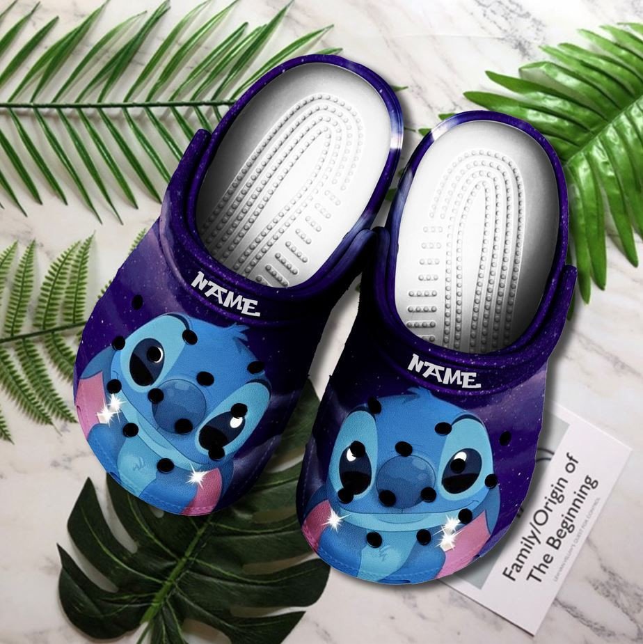 Stitch Custom Name Purple Crocs Crocband Clog Comfortable Water Shoes