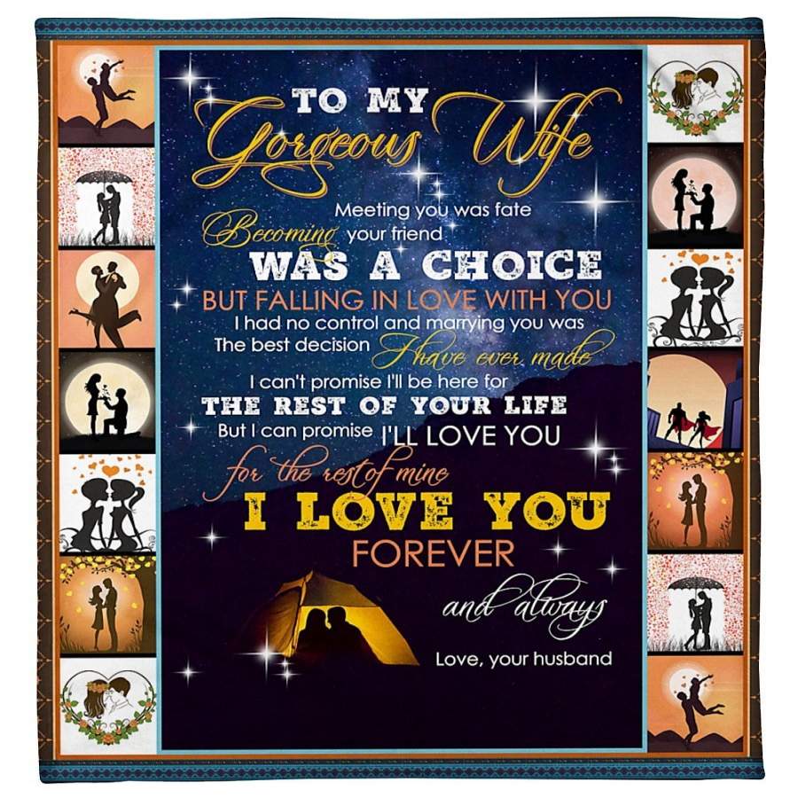 To My Wife Camping Blanket Gifts For Wife – Custom Blanket / Personalized Blankets / Photo Blanket – Fleece Blanket / Sherpa Blanket