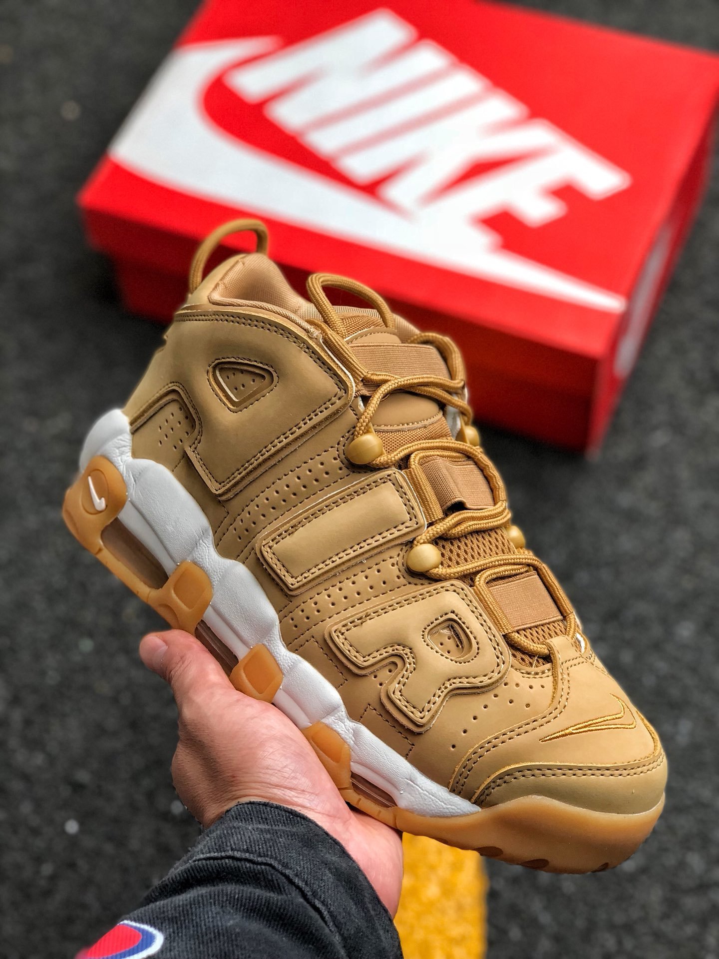 Nike Air More Uptempo PRM Wheat FlaxFlax-Gum Light Brown 5338730