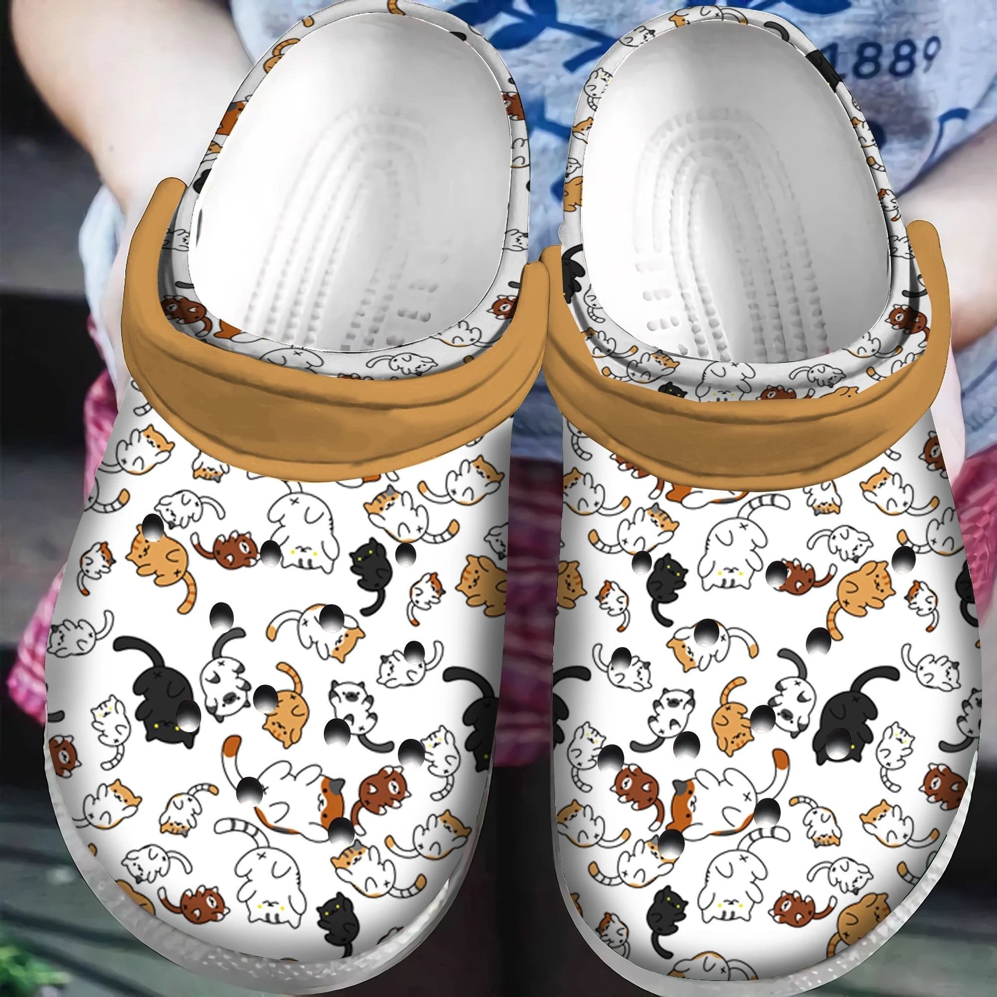 Unique Clog Cats Gift For Fan Classic Water Rubber 3D Crocband Clog