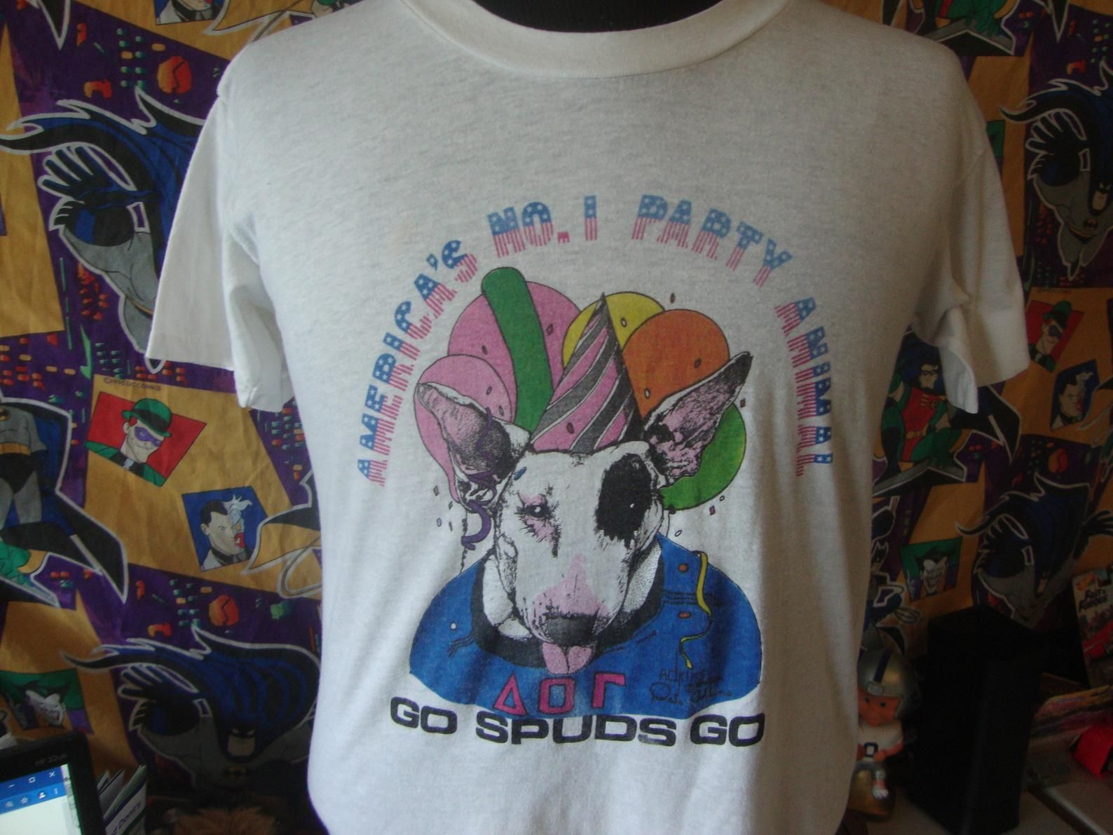 Vintage 80’S Spuds Mackenzie Dog Skateboard The Party Animal Budweiser Bud Light Beer Fraternity Go Spuds Go Tee T Shirt M