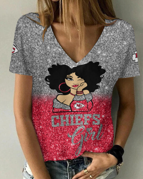 Kansas City Chiefs Personalized Summer V-Neck Women T-Shirt Bg38