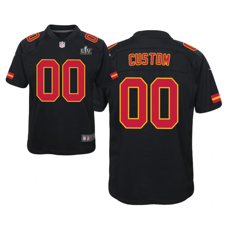 Youth Kansas City Chiefs #00 Yourname Black Super Bowl Lv Game Jersey