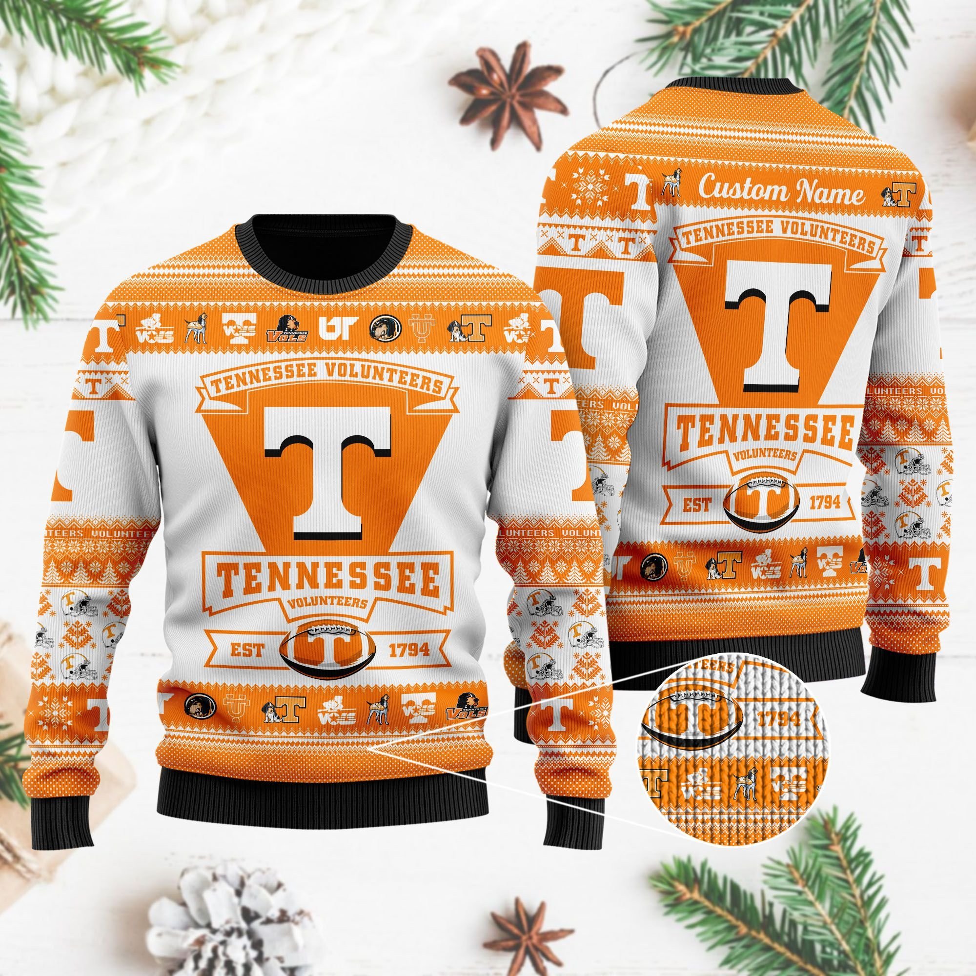 Tennessee Volunteers Football Team Logo Personalized Ugly Christmas Sweater