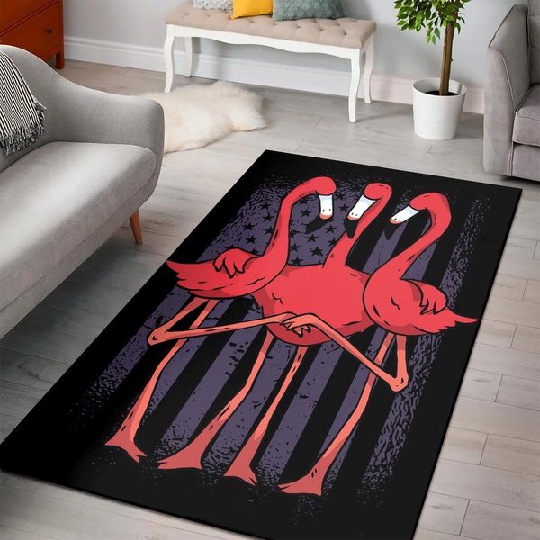 Us Flag With Flamingo Area Rug Livin &hellip;
