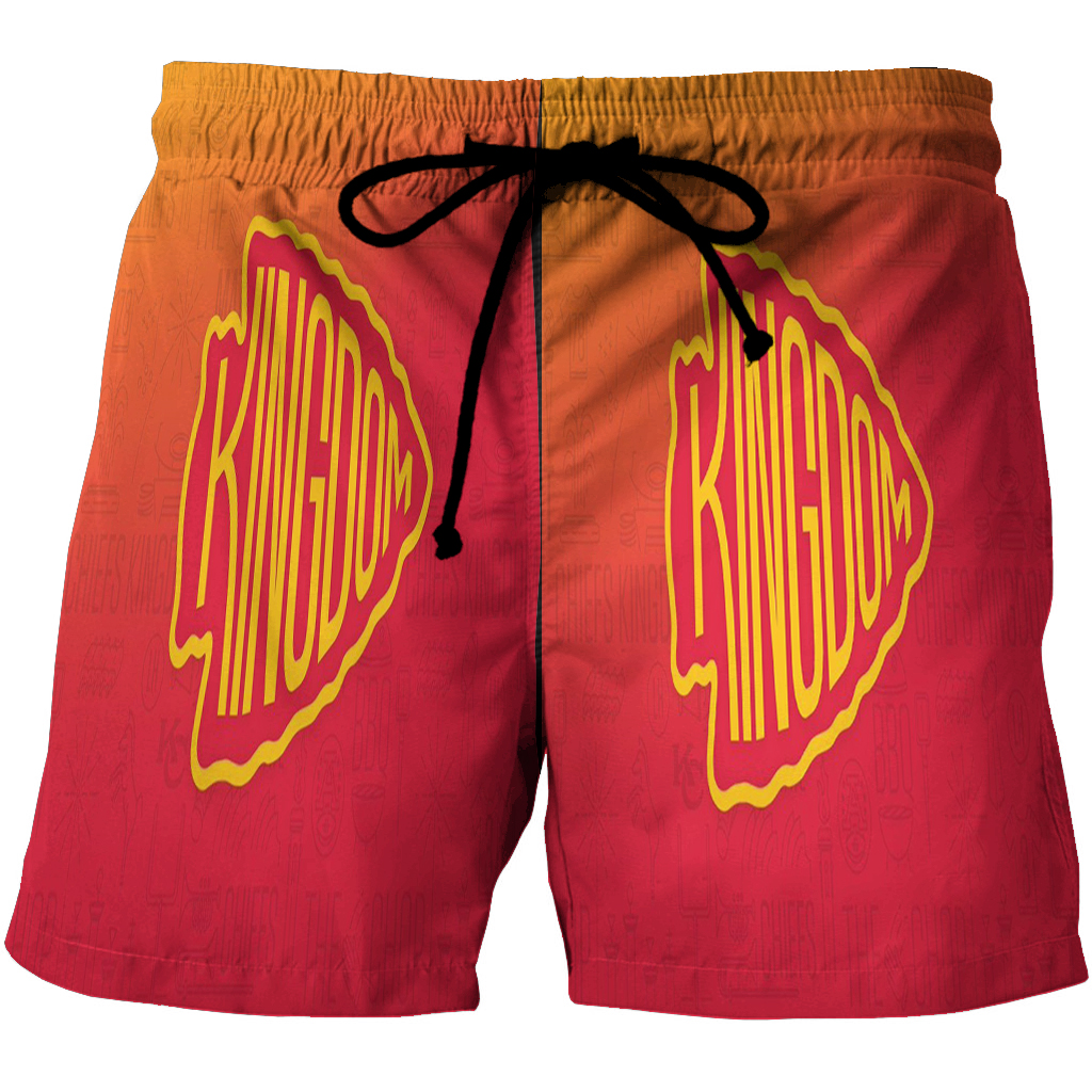 Kansas City Chiefs Emblem Kingdom 3D All Over Print Summer Beach Hawaiian Short