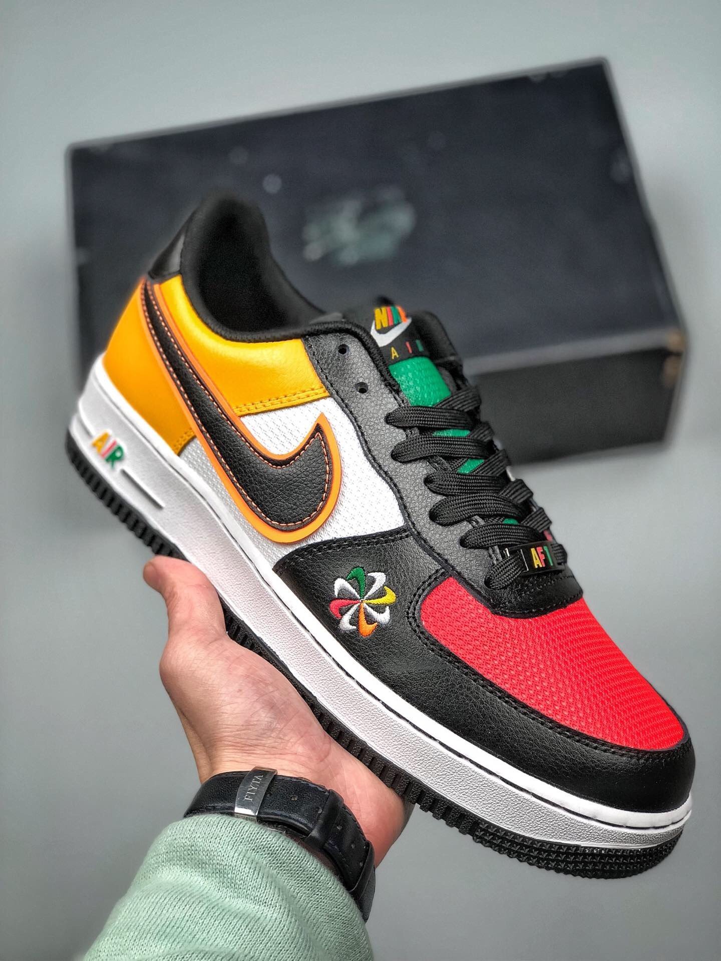 Nike Air Force 1 Sunburst Black White Yellow Red 5340662