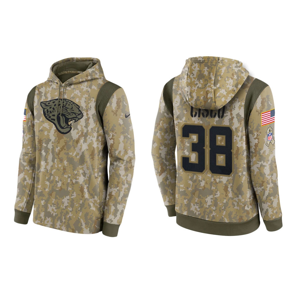 Andre Cisco Jacksonville Jaguars Camo 2021 Salute To Service Veterans Day Therma Pullover Hoodie