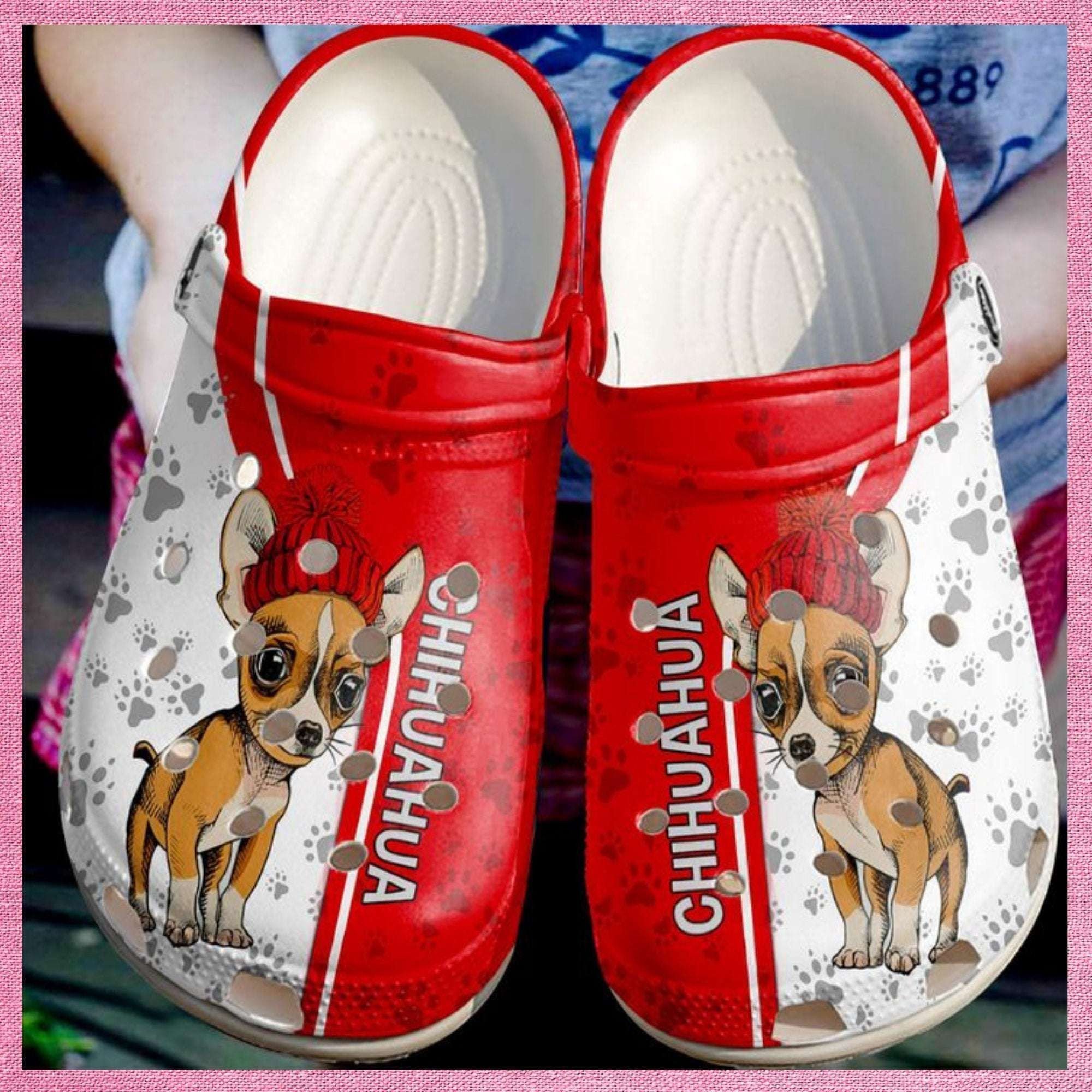 Animals Dog Christmas Chihuahua Love Red Rubber 3D Crocband Clog