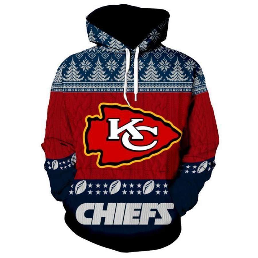 Kansas City Chiefs Knit Effect 3D Christmas Pullover Hoodie Gift Ideas Christmas Gift Ideas