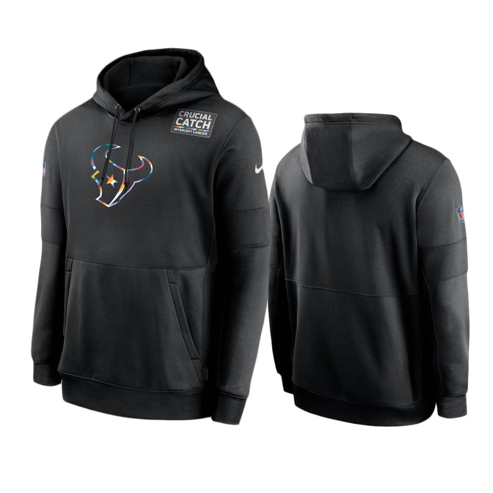 Houston Texans Black Sideline Performance Crucial Catch Pullover Hoodie