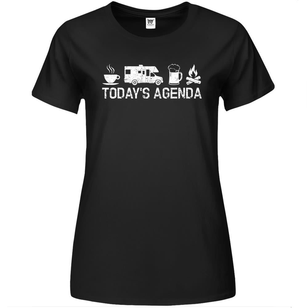 Vintage Rv Camping Lover Today’s Agenda Costume Camper Gift Premium Womens Tshirts