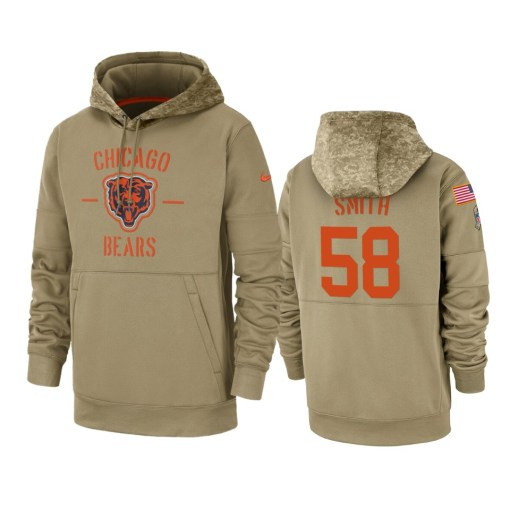 Chicago Bears Roquan Smith Tan 2019 Salute To Service Sideline Therma Pullover Hoodie