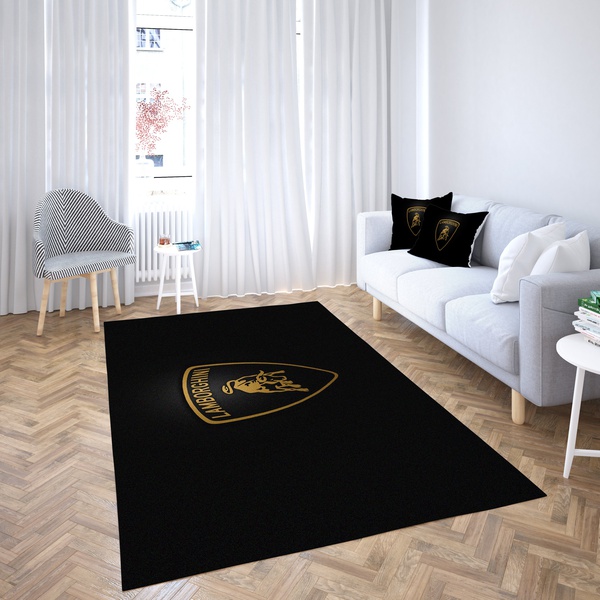 Lamborghini Logo Balck Simple Design Carpet Living Room  Area Rug