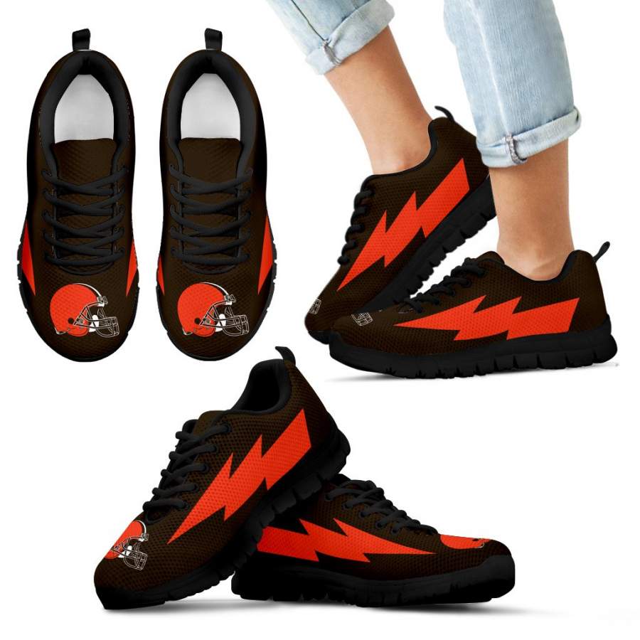 Awesome Cleveland Browns Sneakers Thunder Lightning Amazing Logo