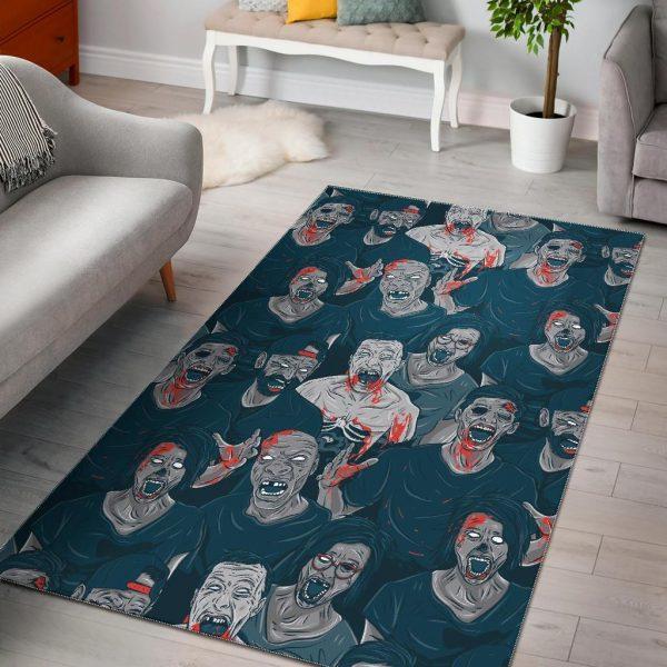 Zombie Halloween Pattern Print Home Decor Rectangle Area Rug