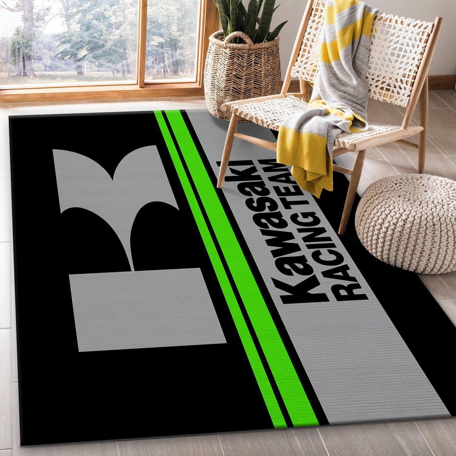 Kawasaki Racing Motorcycle Rug Living Room Carpet DC712010 Local Brands Floor Decor The US Decor