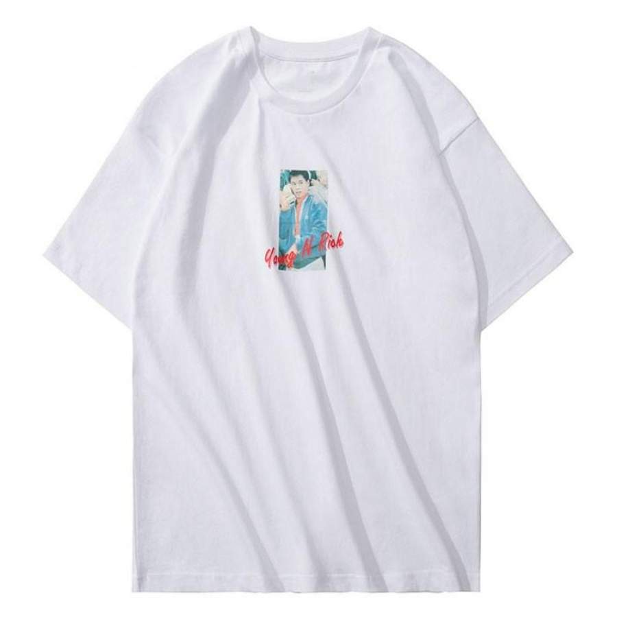 13.87 Men T-Shirt NYFW VINTAGE Mr. Li OG ‘YOUNG N RICH’ PRINT TEE Regular Comfort Sports Tee Tops