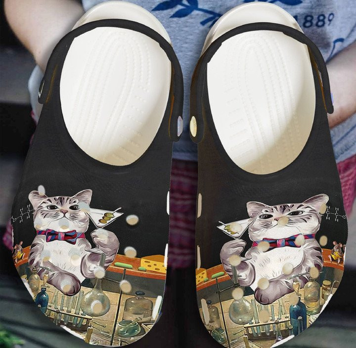 Cat And Wine Shoes Funny Animal Crocs Clog