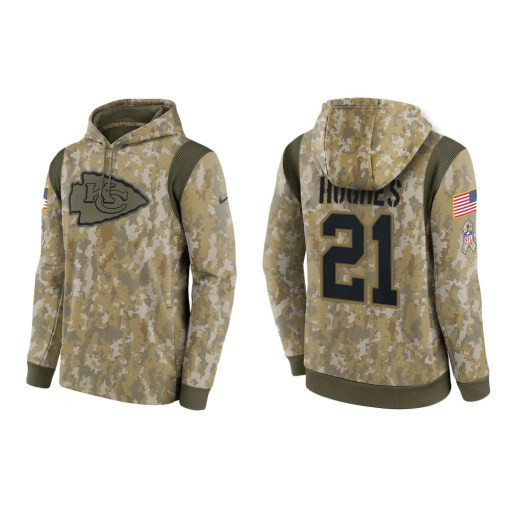 Mike Hughes Kansas City Chiefs Camo 2021 Salute To Service Veterans Day Therma Pullover Hoodie