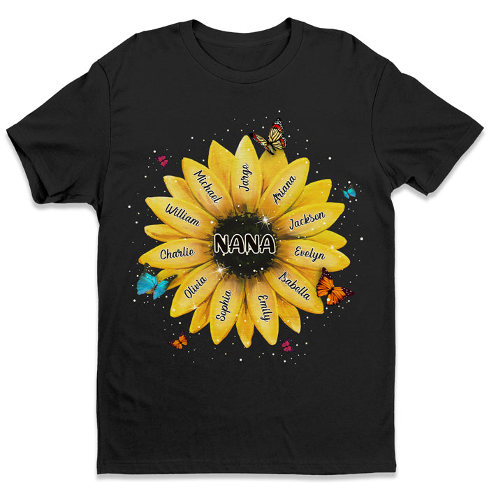 Nana, Shine Bright Like A Flower – Family Personalized Custom Unisex T-Shirt, Hoodie, Sweatshirt – Mother’S Day, Birthday Gift For Grandma