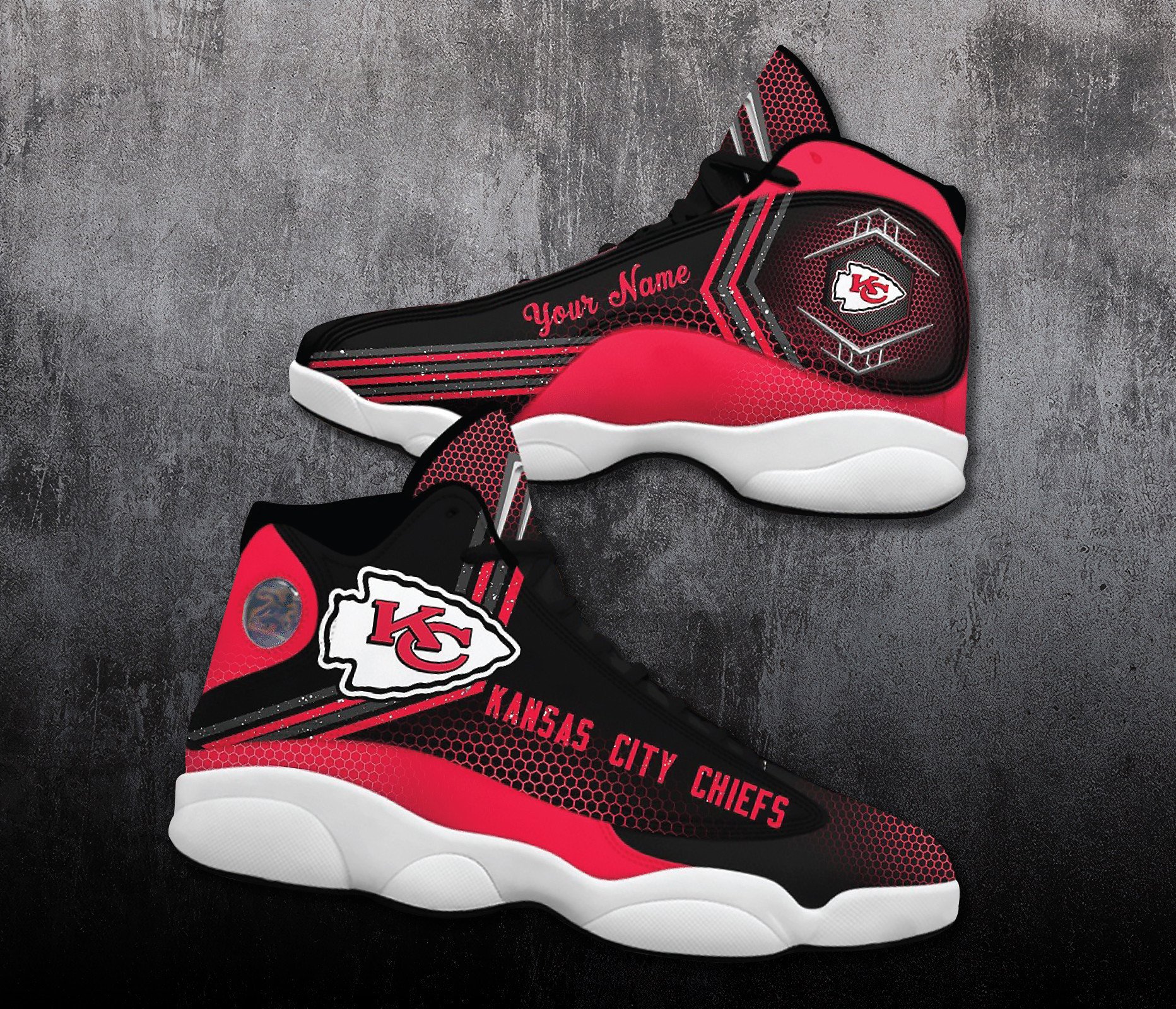 Kansas City Chiefs Air Jordan 13 Custom Name Personalized Shoes