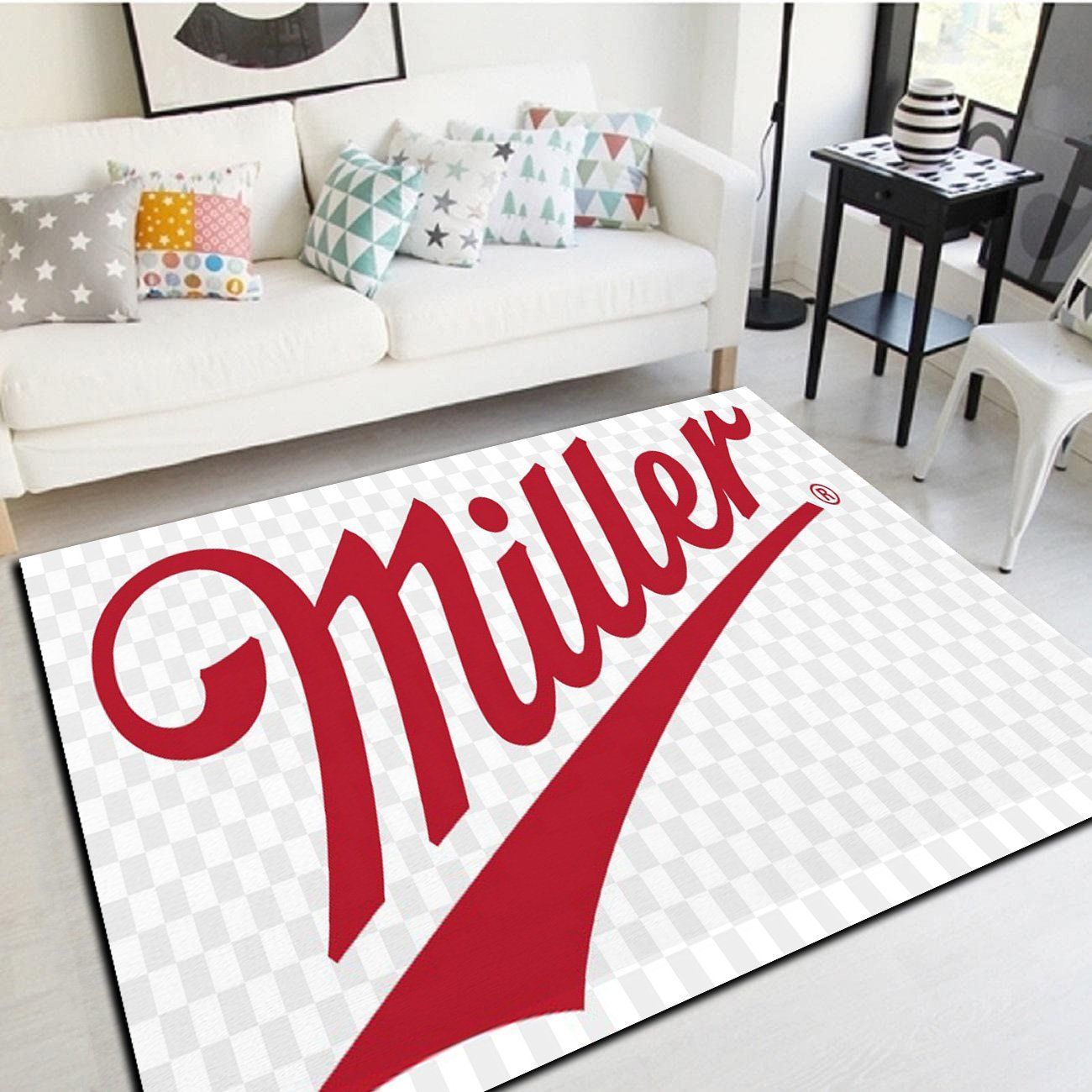 Miller Lite Logo Rug, Living Room Carpet, Floor Mat - Themarketfarmer